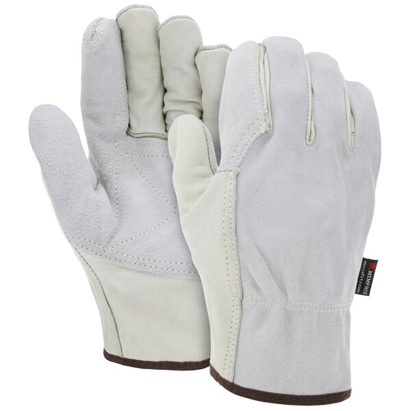 Mcr Safety Gloves, Ind Grd Grain/Split Bk Wing Thb Dbl Plm, S, 12PK 32056DPS - main